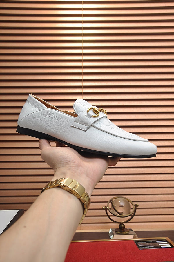 Mocassino Jordaan da uomo GG in pelle di vacchetta bianca 726294