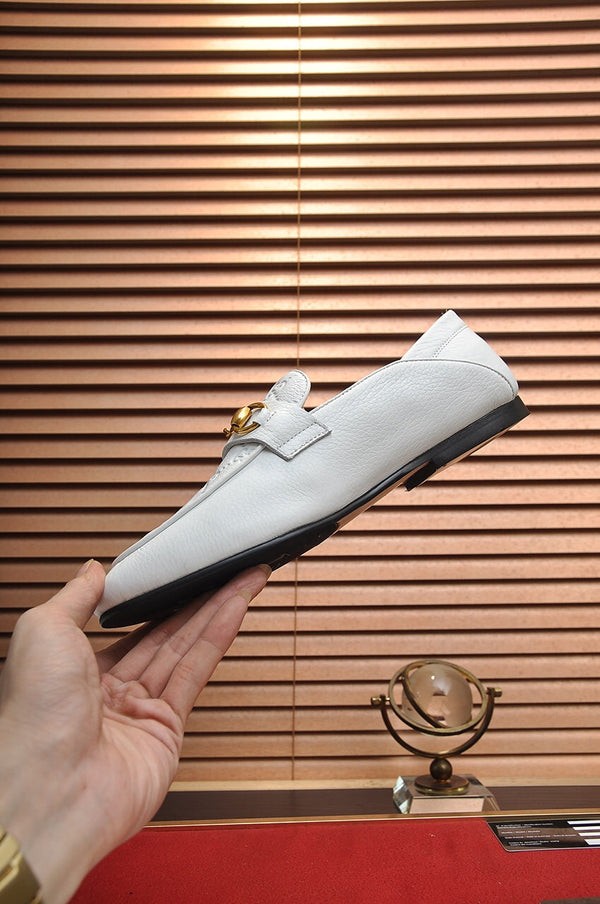 Mocassino Jordaan da uomo GG in pelle di vacchetta bianca 726294