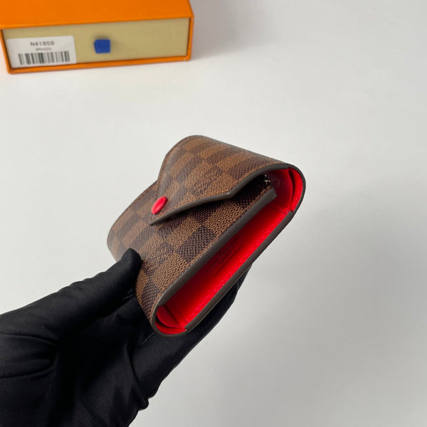 LV N41659 Cardboard Victorine Wallet Brown Red Monogram Canvas 221676