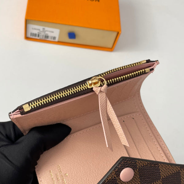 LV N61700 Cardboard Victorine Wallet Brown Ballet Pink Monogram Canvas 221677
