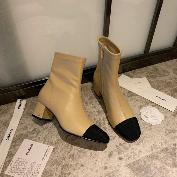 CC Ankle Boots 50mm Beige Lambskin And Lycra Fabric 940058