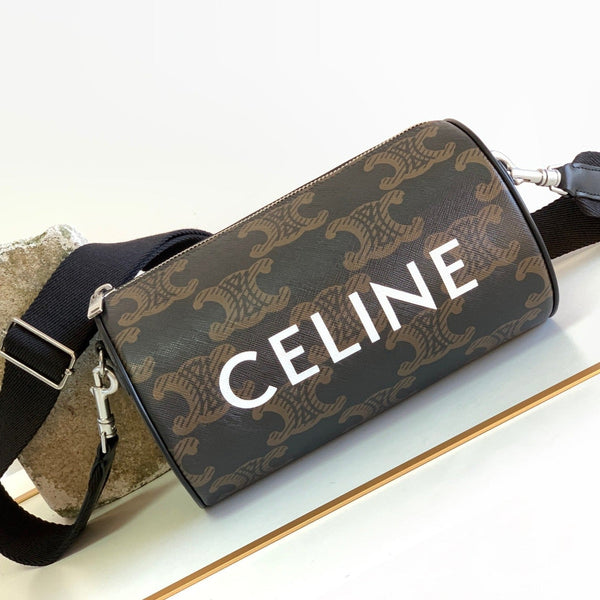 BORSA CILINDRICA 22 IN PELLE DI VACCA MARRONE NERA