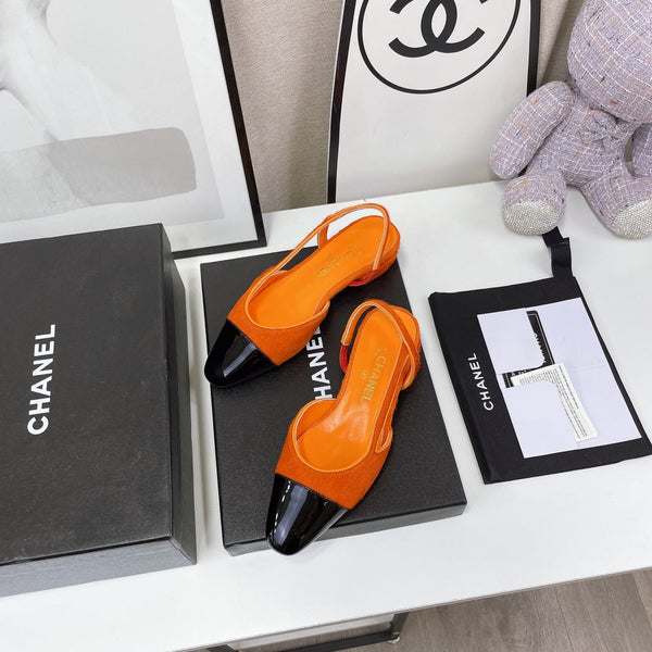 CC Slingback Orange Lambskin And Horsehair