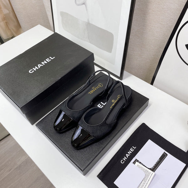 CC Slingback Black Lambskin And Horsehair