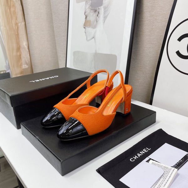 CC Slingback 60mm Orange Lambskin And Horsehair