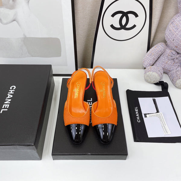 CC Slingback 60mm Orange Lambskin And Horsehair