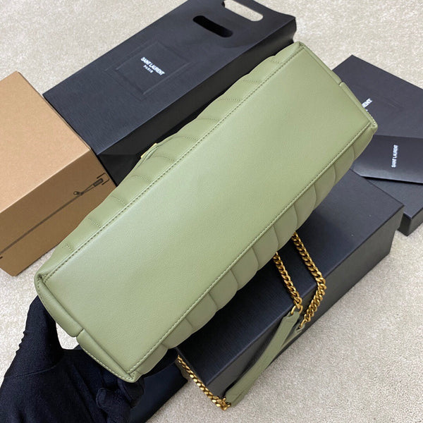 LOULOU MEDIUM 32 CUIR MATELASSÉ VERT KAKI MÉTAL DORÉ