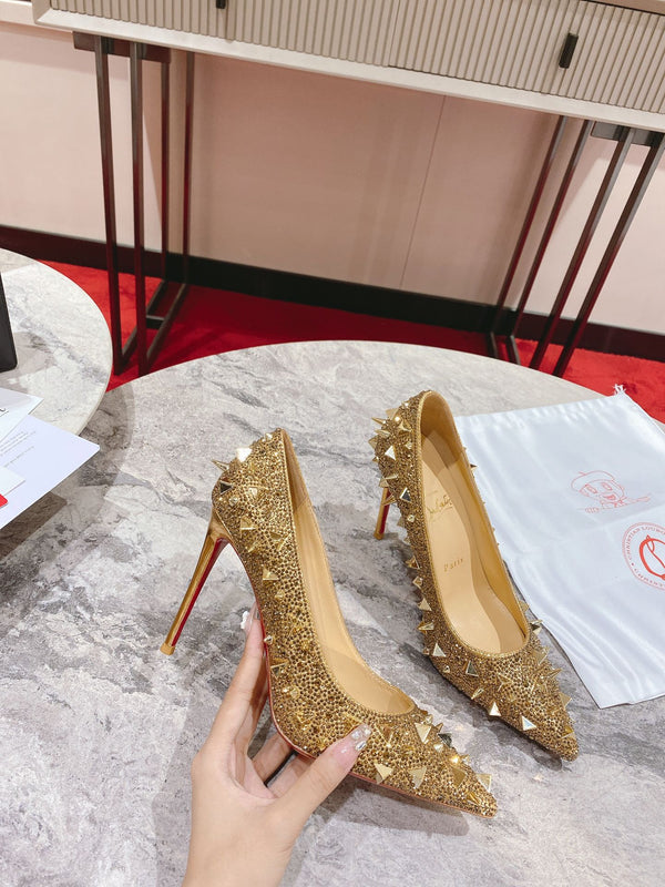 CL Pigalili Potpourri Strass Pumps Glitter Gold