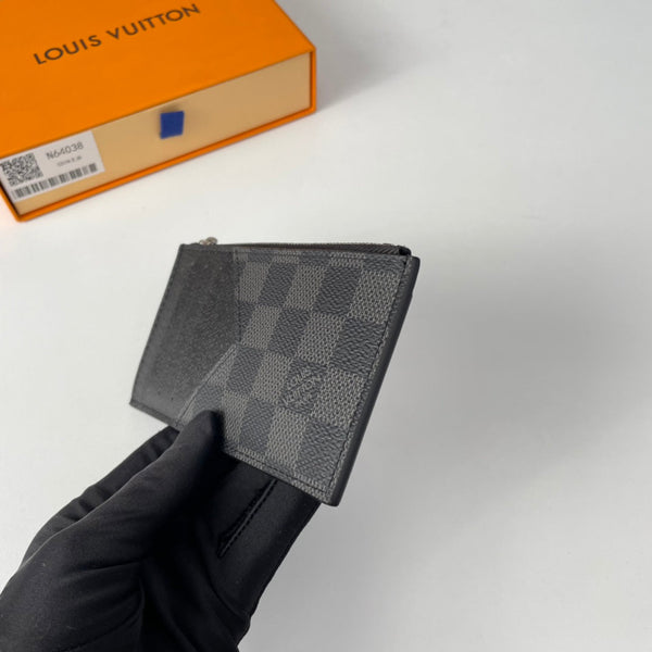 LV N64038 Coin Card Holder Black Damier Graphite Canvas 221507