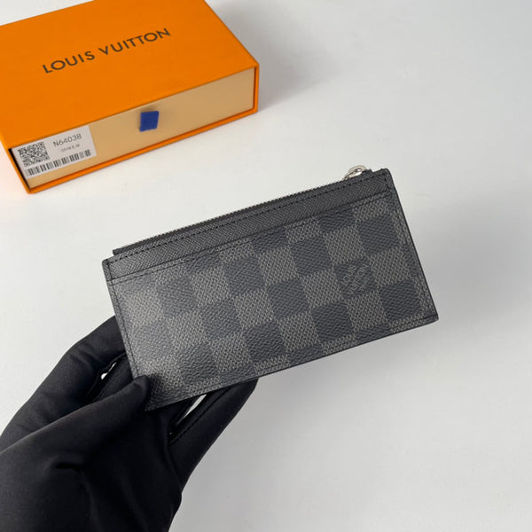 LV N64038 Coin Card Holder Black Damier Graphite Canvas 221507