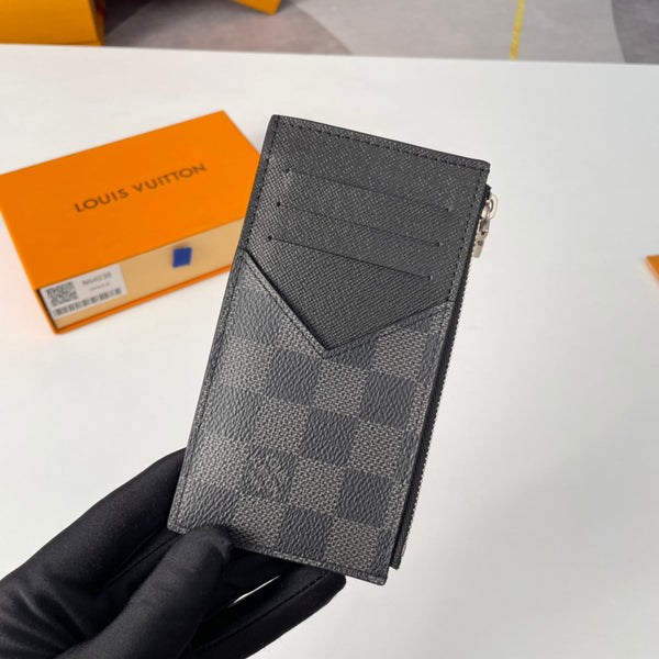 LV N64038 Coin Card Holder Black Damier Graphite Canvas 221507