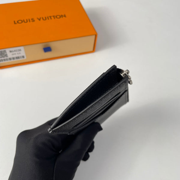 LV M64038 Coin Card Holder Black Monogram Canvas 221505