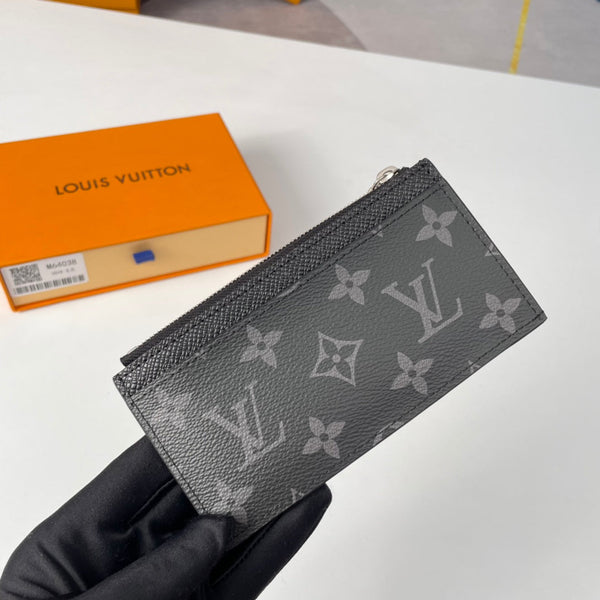 LV M64038 Coin Card Holder Black Monogram Canvas 221505