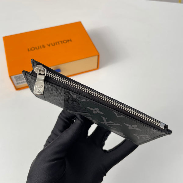 LV M64038 Coin Card Holder Black Monogram Canvas 221505