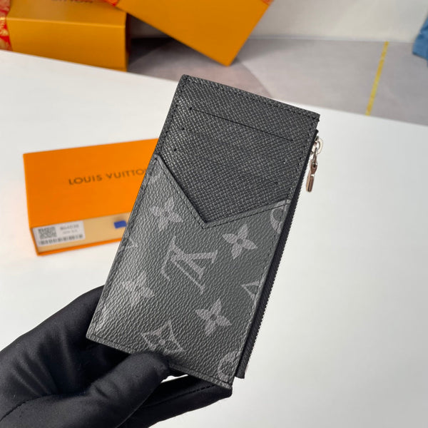 LV M64038 Coin Card Holder Black Monogram Canvas 221505