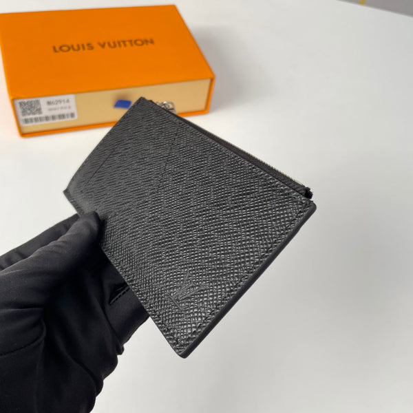 LV M62914 Coin Card Holder Black Taiga Leather 221511