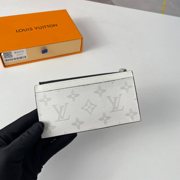 LV M30270 Coin Card Holder Gray White Monogram Canvas 221512