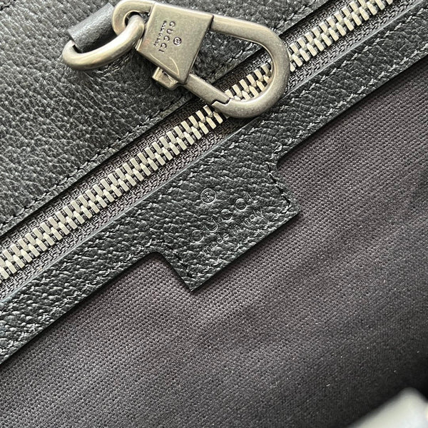 BORSA TOTE MEDIA CON STAMPA TIGRE 38 IN TELA NERA E FINITURE IN PELLE