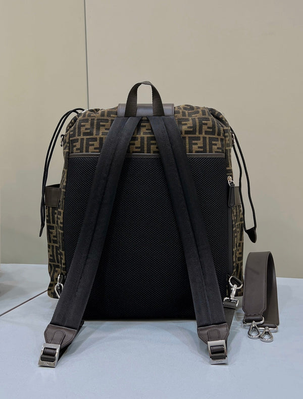 ZAINO FENDI STRIKE LARGE 46 FF IN TESSUTO JACQUARD MARRONE MOCHA