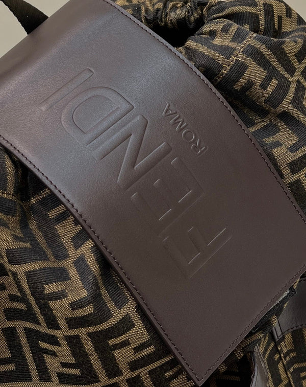 ZAINO FENDI STRIKE LARGE 46 FF IN TESSUTO JACQUARD MARRONE MOCHA