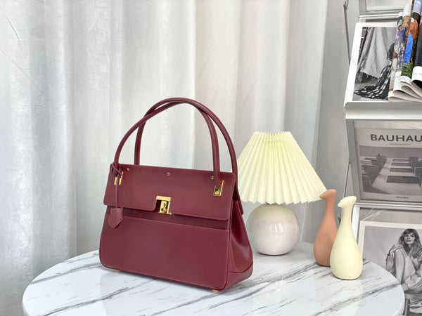 BORSA A MANO PARISIENNE 30 IN PELLE DI VITELLO LISCIA VIOLA GELSO