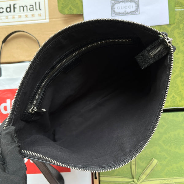 POCHETTE CON STAMPA TIGRE 30 IN TELA MONOGRAMMA NERA