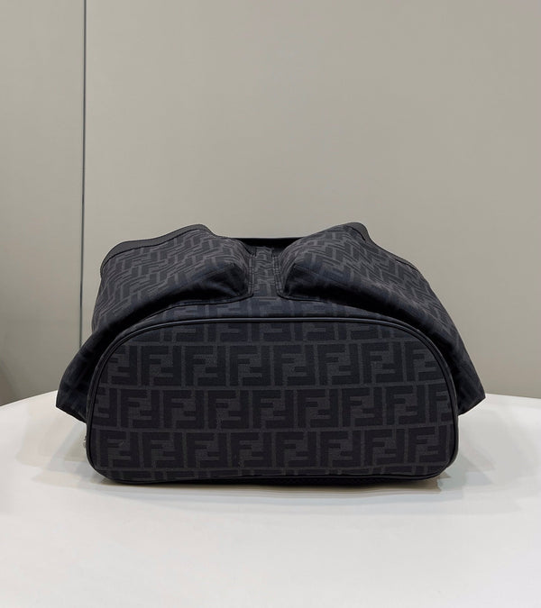 FENDI STRIKE LARGE 46 FF BLACK JACQUARD FABRIC BACKPACK