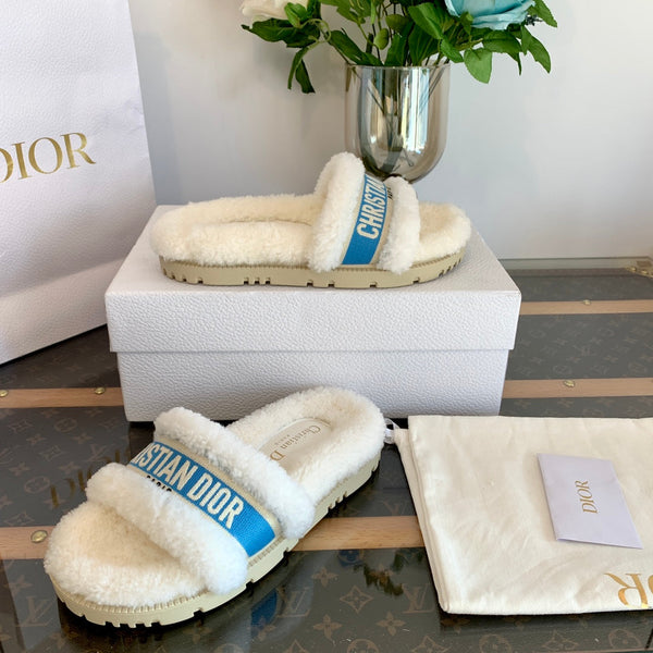 CD Dway Slide Blue White Fleece Lining And Canvas Fabric