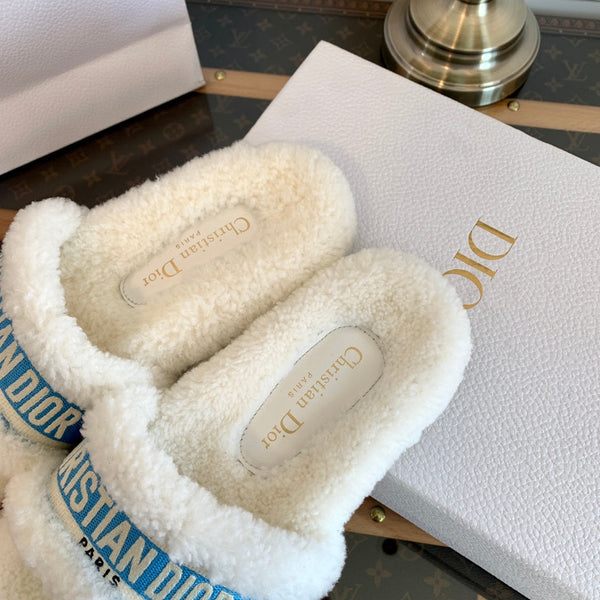 CD Dway Slide Blue White Fleece Lining And Canvas Fabric