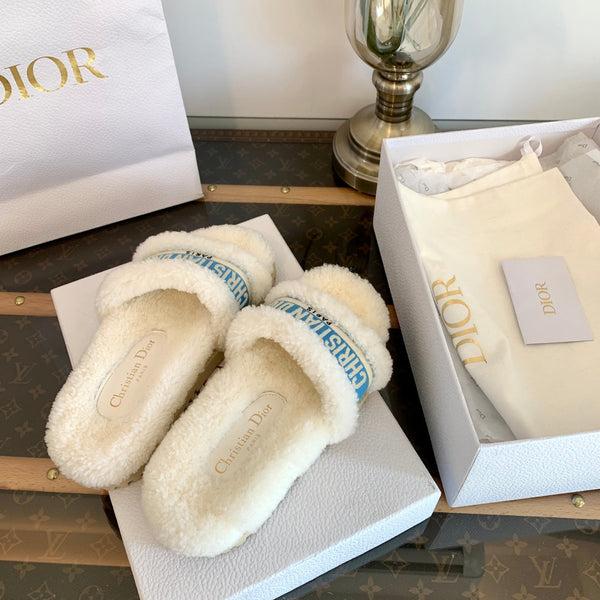 CD Dway Slide Blue White Fleece Lining And Canvas Fabric