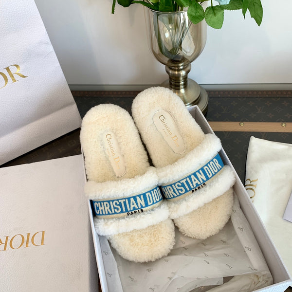 CD Dway Slide Blue White Fleece Lining And Canvas Fabric