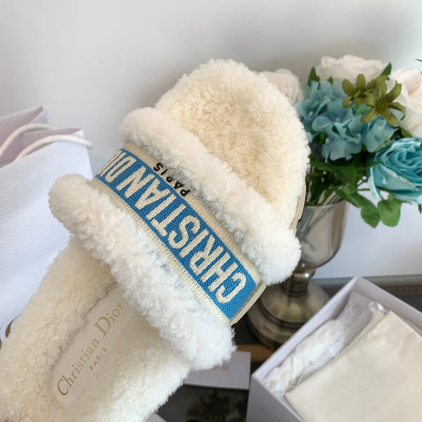 CD Dway Slide Blue White Fleece Lining And Canvas Fabric