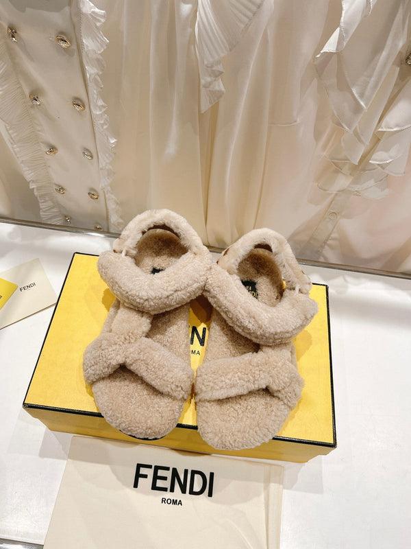 SANDALO FENDI DAD IN PILE BEIGE NOCCIOLA
