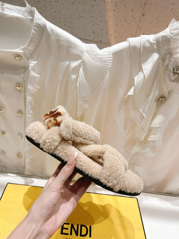 SANDALO FENDI DAD IN PILE BEIGE NOCCIOLA