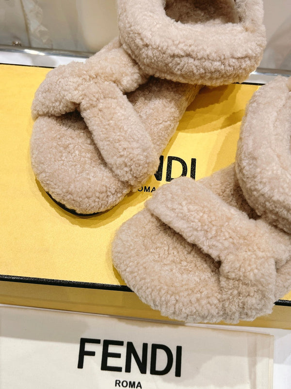 SANDALO FENDI DAD IN PILE BEIGE NOCCIOLA