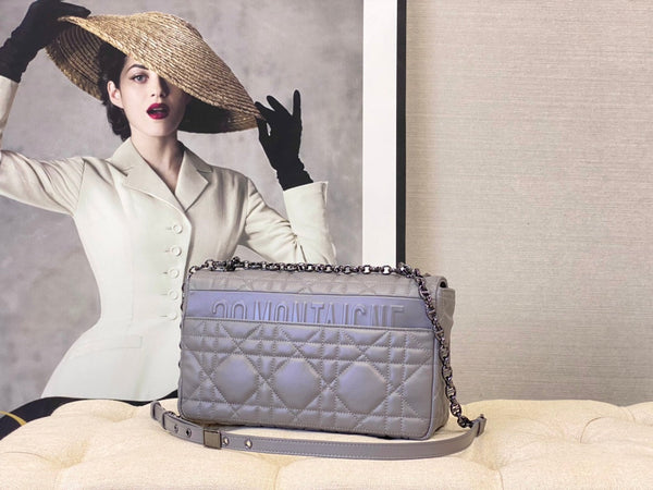 LARGE CARO BAG 28 OPALINE PURPLE CALFSKIN BLACK HARDWARE