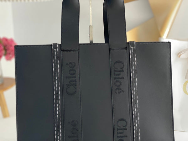 Chloé Woody tote bag black 45cm calfskin 531229