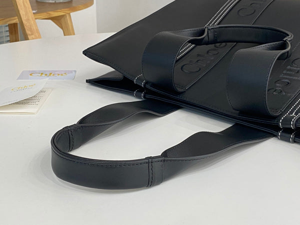 Chloé Woody tote bag black 45cm calfskin 531229
