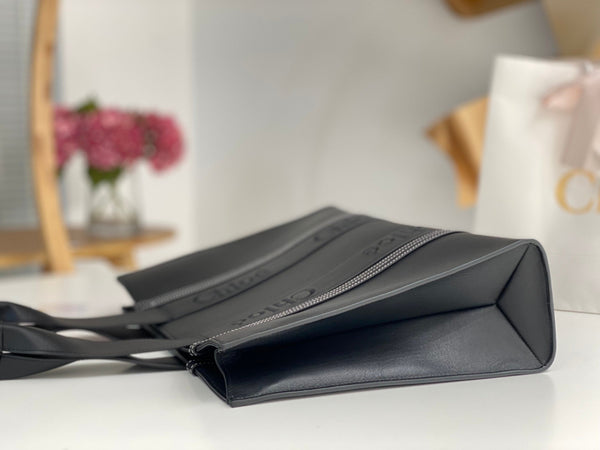 Chloé Woody tote bag black 45cm calfskin 531229