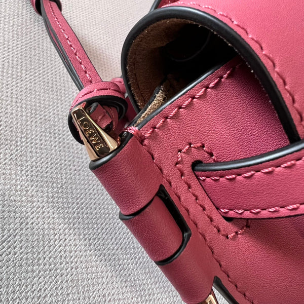 Borsa Mini Gate Dual in morbida pelle di vitello e pelle liscia jacquard rosa