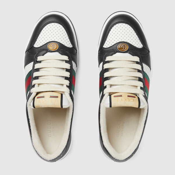 GG Men's Screener Sneaker Black White Calfskin 523582