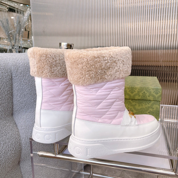 Gucci 2025 Botte Rose Blanc Beige Laine Nylon Cuir de veau 564677