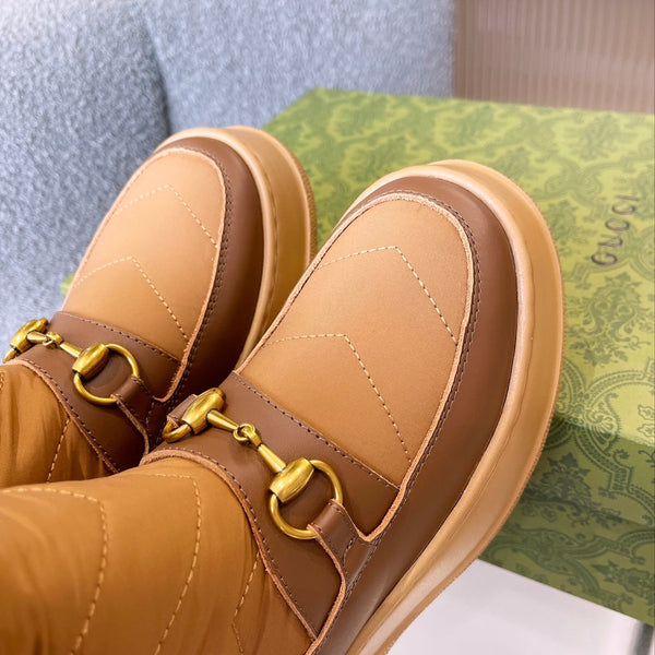 Gucci 2025 Boot Brown Beige Wool Nylon Calfskin 564680