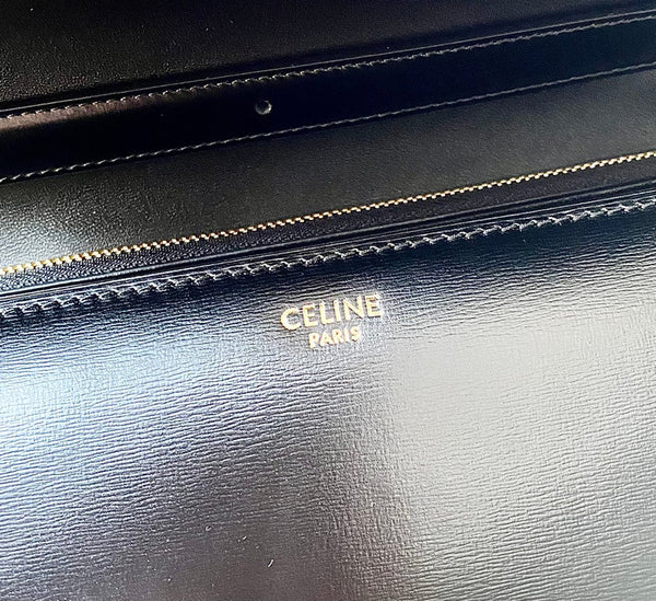 CELINE MEDIUM CLASSIQUE BAG 24CM BLACK CALFSKIN