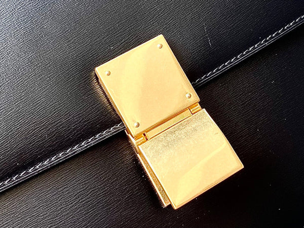 CELINE MEDIUM CLASSIQUE BAG 24CM BLACK CALFSKIN