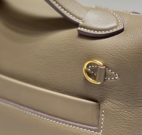 BORSA A MANO HM KELLY 21 IN PELLE DI VITELLO KAKI