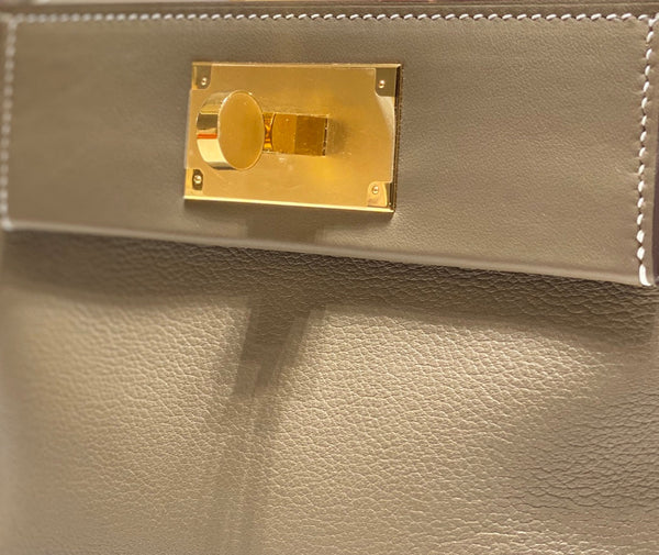 BORSA A MANO HM KELLY 21 IN PELLE DI VITELLO KAKI