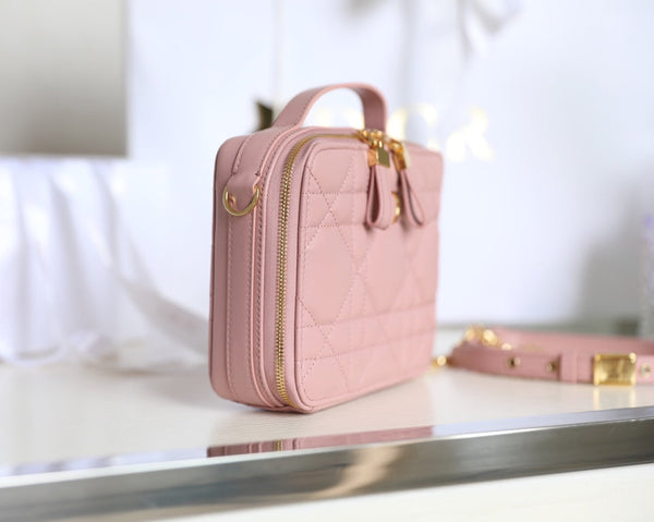 BORSA CARO BOX 19 IN PELLE DI VITELLO ROSA CHIARO
