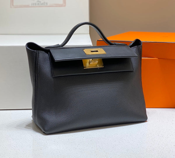 BORSA A MANO HM KELLY 29 IN PELLE DI VITELLO NERA