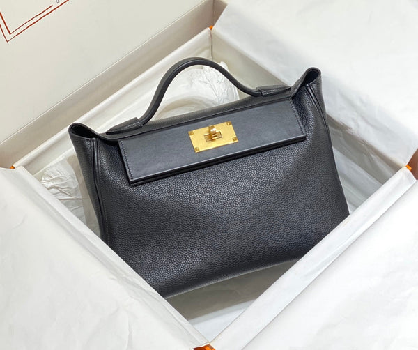 BORSA A MANO HM KELLY 29 IN PELLE DI VITELLO NERA